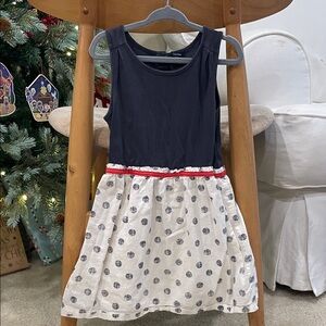 GAP Navy and Cream Polka Dot Kids Dress 4T